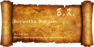 Borovits Karion névjegykártya